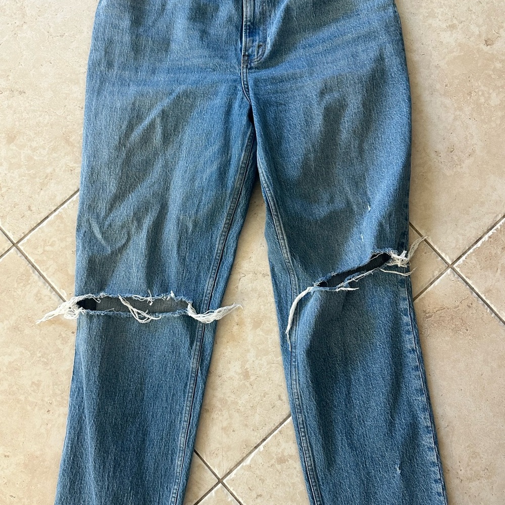 Abercrombie & Fitch Ripped Blue Straight Leg Jeans